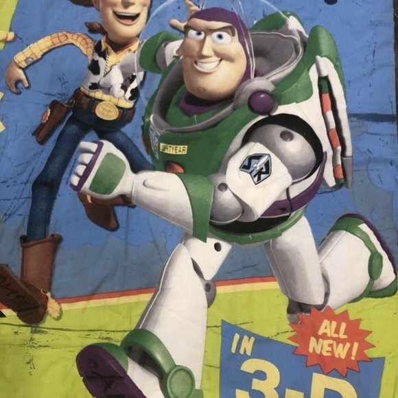 Disney Toy Story In 3-D Buzz Lightyear Woody Rex Comforter Blanket 40 x 53.5” - Picture 2 of 12